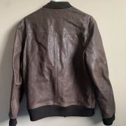Dylan Gray Mens Brown Leather Baseball Coat Bomber Jacket Outerwear $698 B4HP