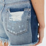 Hidden Jeans Two-Tone Mom Jean Shorts Summer Collection Distressed