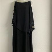MSK Embellished Overlay Cape Style Black long Gown Size Medium B4HP