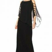 MSK Embellished Overlay Cape Style Black long Gown Size Medium B4HP