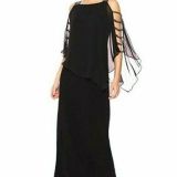 MSK-Embellished-Overlay-Cape-Style-Black-long-Gown-Size-Medium-B4HP-114579303440
