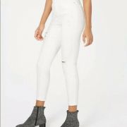 Vanilla Star Women Juniors Ripped Skinny Ankle Jeans Jegging Distressed White