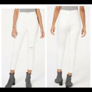 Vanilla Star Women Juniors Ripped Skinny Ankle Jeans Jegging Distressed White