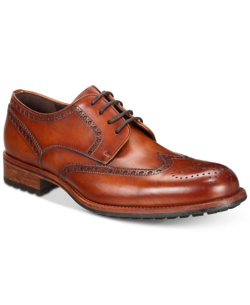 $395 Men's Massimo Emporio Cap-Toe Brogue Oxfords cognac Size US 7.5 M