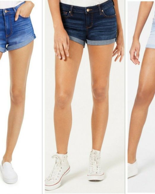 Celebrity-Pink-Womens-Juniors-Cuffed-Denim-3-inch-Shorts-Mid-Rise-4-colors-114492925491