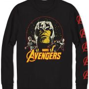 Mens Hybrid Long-Sleeve Avengers Graphic T-Shirt Black B4HP