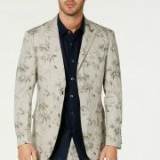 Tasso Elba Men's Classic-Fit Bamboo-Print Linen Suit Size Medium $119
