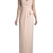 Women Adrianna Papell Long Draped Dress Gown Satin Blush $219 Msrp SIZE 6