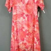 Women Kensie Ruffled Floral Print Pink Multi Wrap Dress B4HP