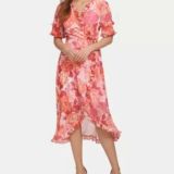 Women-Kensie-Ruffled-Floral-Print-Pink-Multi-Wrap-Dress-B4HP-114491424641