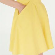Women's City Studios Juniors Square-Neck Woven Dress Yellow with pockets