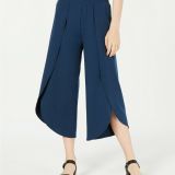 American-Rag-Juniors-Cropped-Knit-Wrap-Pants-Smocked-Elastic-Waistband-Blue-114491327322