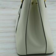 Lauren Ralph Lauren Leather Double-Zip Satchel Cream B4HP