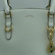 Lauren Ralph Lauren Leather Double-Zip Satchel Cream B4HP