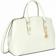 Lauren Ralph Lauren Leather Double-Zip Satchel Cream B4HP