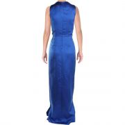 Women Kay Unger Newyork Drape Bow formal dress size 2 Royal  BLUE