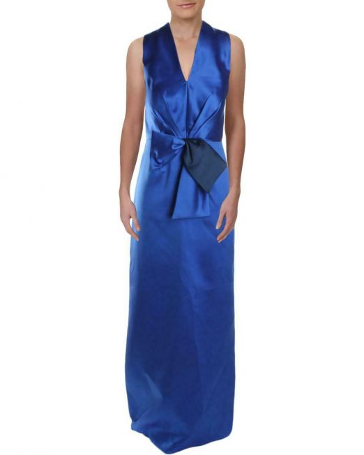Women-Kay-Unger-Newyork-Drape-Bow-formal-dress-size-2-Royal-BLUE-114494609572