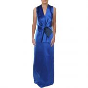 Women Kay Unger Newyork Drape Bow formal dress size 2 Royal  BLUE