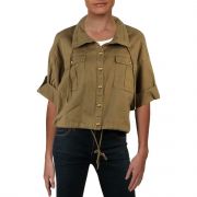 Womens Lauren Ralph Lauren Vondra Twill Short Sleeve Crop Jacket Olive SZ-8 B4HP