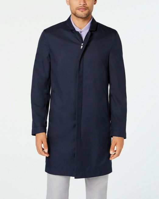 Alfani-Mens-Solid-Full-Zip-Long-Length-Thin-Jacket-overcoat-149-Solid-Design-114491375243