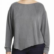 Elan Woman's Top Boat Neck Plus Size in Charcoal MSRP $108 Made in USA