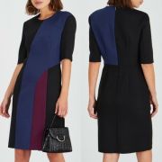 Hugo Boss Delivia Womens Wool Colorblock Sheath Dress Size 6 B4HP