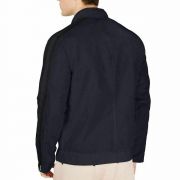 INC NEW Men's Navy/black Pieced Contrast-trim Lightweight Zip-up Jacket XL B4HP