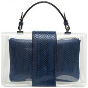 DKNY Elissa Clear Leather Top-Handle Flap Shoulder Bag Royal Blue B4HP
