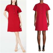 Elie Tahari Krystal Back Button or Front Button 2-way Shift Dress Red sz 12