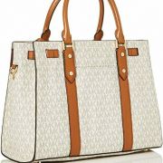 MICHAEL Michael Kors Nouveau Hamilton North South Large Tote Vanilla/Acorn B4HP