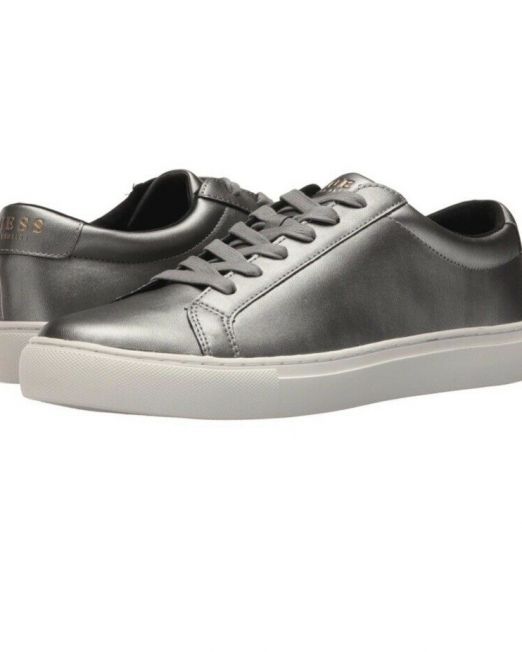 Mens-GUESS-Barette-low-top-lace-up-sneaker-silver-size-10-M-114494610274
