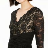 Women-Jessica-Howard-Ruched-Sequined-Lace-Gown-black-size-12-B4HP-114572761494