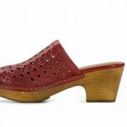 Women Patricia Nash Lorena Slip-on Mules Perforated Wooden Heels Red B4HP Sz 8.5