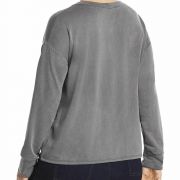 Elan Womens Plus Tie Front Crew Neck Pullover Top Charcoal