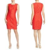 T-Tahari-Lattice-Lace-Front-Zip-Sleeveless-Dress-Red-Size-10-B4HP-114579241915