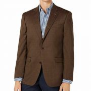 Tommy Hilfiger Mens Blazer Brown Size 40 Long Stretch Two Button Wool