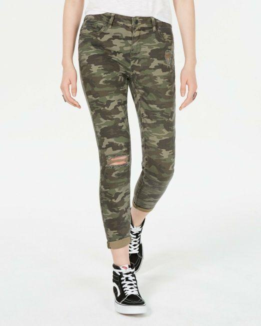 Vanilla-Star-Women-Juniors-Mid-Rise-Ripped-Camo-Cropped-Skinny-Jeans-114491424655