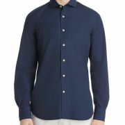 Dylan Gray Mens Navy Poplin Long Sleeve Button-Down Shirt B4HP