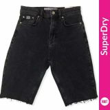 Women-Juniors-Superdry-Kari-Longline-Denim-BoyShorts-Color-Bronco-Black-B4HP-114494586115