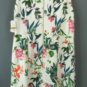Women Taylor Plus Size Tropical Print Flounce-Hem Short Dress Ivory Multi