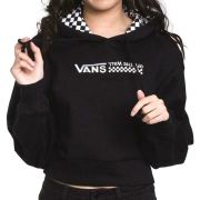 Women Vans Off The Wall STRAIT OUT TURVY Cropped HOODIE Black B4HP size xl