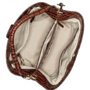 BRAHMIN Amelia Top Handle Bucket Bag Natural Chatham Embossed Leather B4HP
