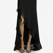 Women Betsy & Adam Lace Ruffle High-Low Formal Gown Dress size 10 B4HP