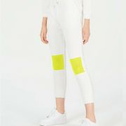 Women's Junior's Waisted Neon-Mesh Pocket activewear Joggers White Size Medium