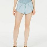 Guess Womens Tencel Ruffled Casual Shorts Super Bleached Wash B4HP MSRP $69.00