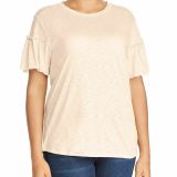 Women Elan Plus Plus Ruffle-Sleeve Tee MSRP $78 Blush
