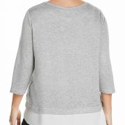 Status by Chenault Women's Layered Crochet Trim T-Shirt Top Plus Size B4HP