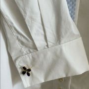 Tory Burch Womens Check Panel Cotton Button-Down Shirt Rhinestone Cufflings