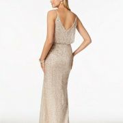 Women Adrianna Papell Sequined Blouson Glamour Gown Nude size 8, 10