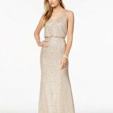 Women-Adrianna-Papell-Sequined-Blouson-Glamour-Gown-Nude-size-8-10-114491420268
